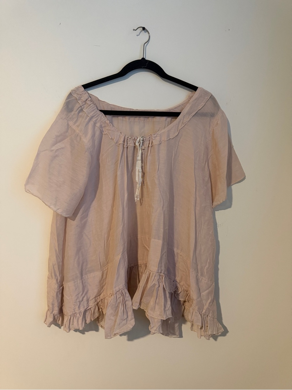 Magnolia Pearl Blush Ruffle Peasant Top